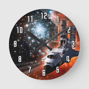 Horloge Ronde Navette spatiale Atlantis Télescope Hubble Artwork