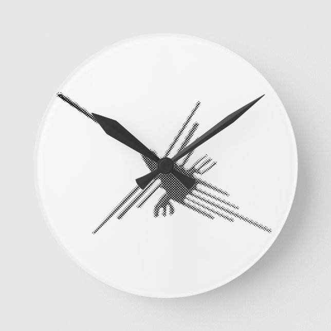 Horloge Ronde Nazca Lines Hummingbird Newsprint (Recto)