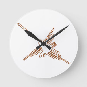 Horloge Ronde Nazca Lines Hummingbird Sketch