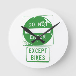 Horloge Ronde Ne pas entrer sauf les vélos
