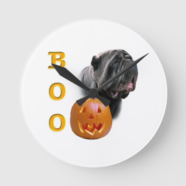 Horloge Ronde Neapolitain Mastiff Halloween BOO (Recto)