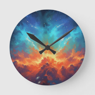 Horloge Ronde Nébuleuse cosmique Galaxie abstraite Art spatial