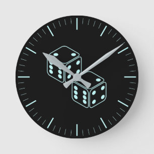 Horloge Ronde Neon Aqua Dice Pair
