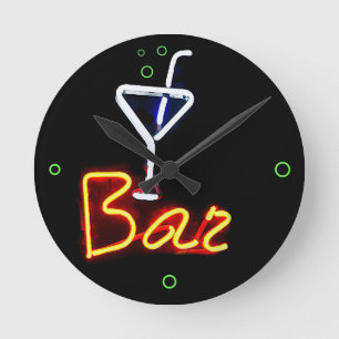 Horloge Ronde Neon Bar