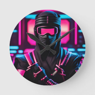 Horloge Ronde néon ninja