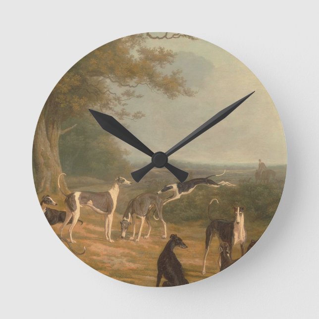 Horloge Ronde Neuf Greyhounds Dans Un Paysage Jacques Laurent (Recto)