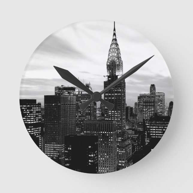 Horloge Ronde New York noir et blanc (Recto)