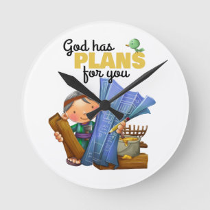 Horloge Ronde Noah and ark Bible verse kids wall clock