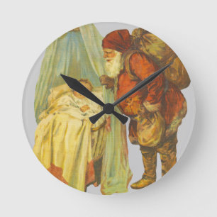 Horloge Ronde Noël Baby Santa Clause Vintage