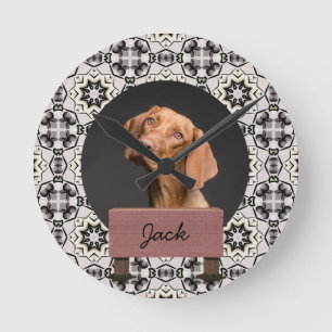 Horloge Ronde Noël classique vacances Custom Chien Photo