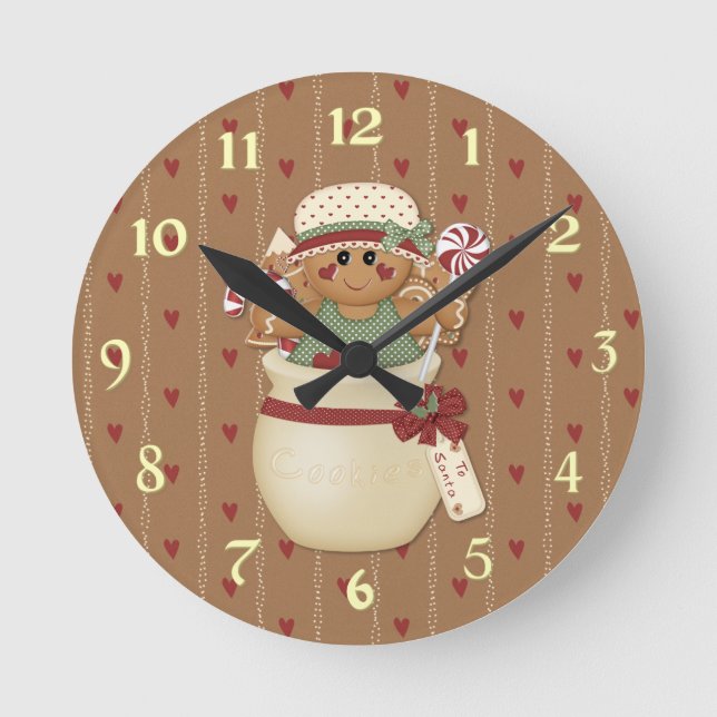 Horloge Ronde Noël de pays de pain d'épice (Recto)