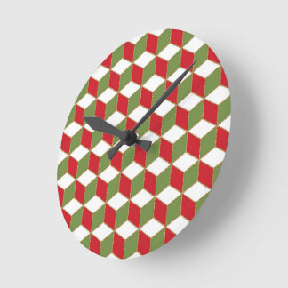 Horloge Ronde Noël humeur cubes illusion motif
