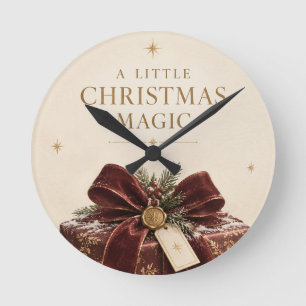 Horloge Ronde Noël Luxueux Élégant, Beau Style de Boîte-Cadeau