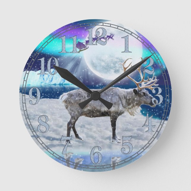 Horloge Ronde Noël Père Noël et cadeau d'art d'imaginaire de (Recto)