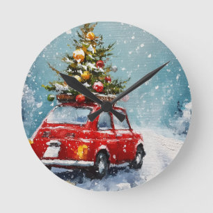 Horloge Ronde Noël vintage   Décor De Vacances Nostalgique