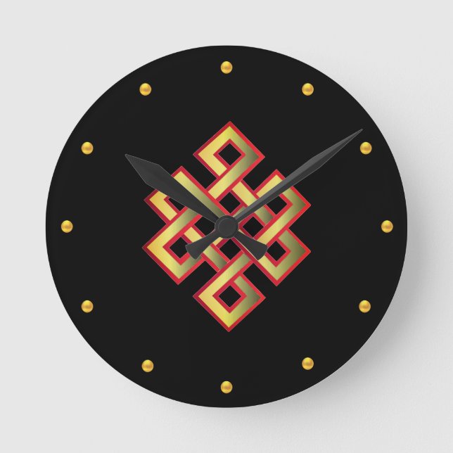 Horloge Ronde Nœud élégant sans fin sur fond noir (Recto)