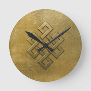 Horloge Ronde Noeud sans fin Embossé en or