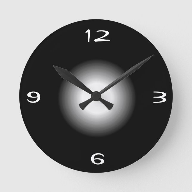 Horloge Ronde Noir avec blanc >Horloge murale à motif simple (Recto)