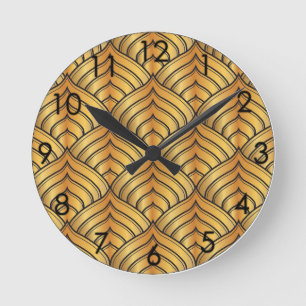 Horloge Ronde Noir d'art déco et large cône de pin d'échelle