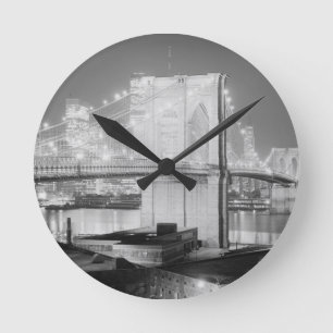 Horloge Ronde Noir et blanc de pont de Brooklyn
