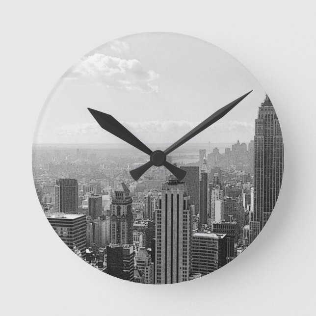 Horloge Ronde Noir et blanc New York City (Recto)
