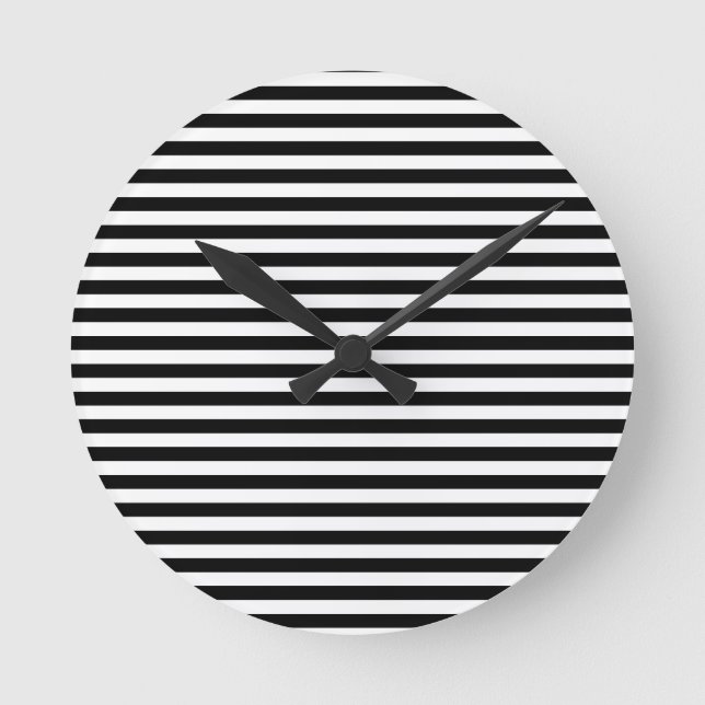 Horloge Ronde noir et blanc rayé (Recto)