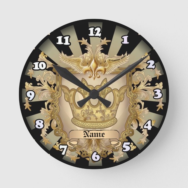 Horloge Ronde Nom de famille de la Couronne Shield (Recto)