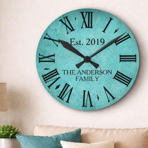 Horloge Ronde Nom de famille élégant vintage Chiffre romain sarc