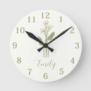 Horloge Ronde Nom du Fleur sauvage personnalisé