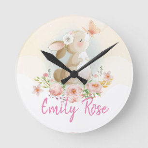Horloge Ronde Nom personnalisé bébé Nursery