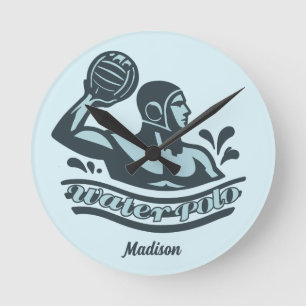 Horloge Ronde Nom personnalisé Water Polo
