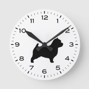 Horloge Ronde Norwich Terrier Chien race Silhouette