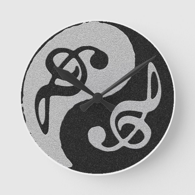 Horloge Ronde note de clavardage de la musique yin yang (Recto)