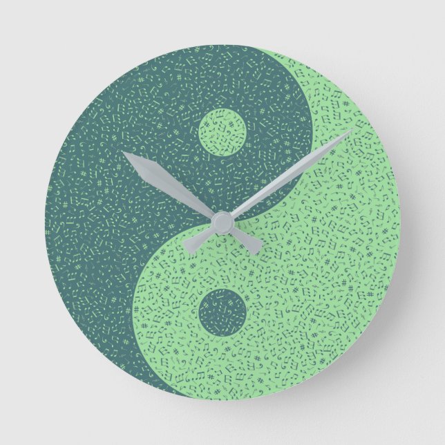 Horloge Ronde Notes musicales Yin Yang (Recto)