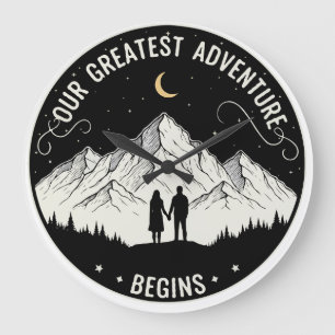 Horloge Ronde Notre Plus Grande Aventure Commence   Rustic Mount