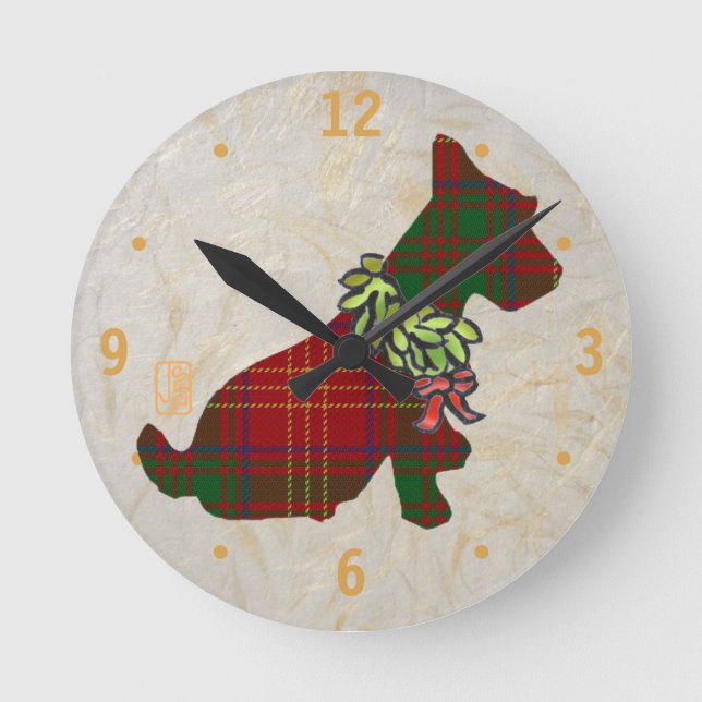 Horloge Ronde Nous Scottie Chien Merry Ruff ! Ruff ! w/#&dots (Recto)