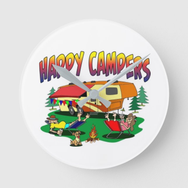 HORLOGE RONDE ****NOUS SOMMES HEUREUX CAMPERS*** FERMER (Recto)