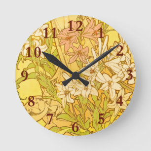 Horloge Ronde Nouvelle Lily flowers