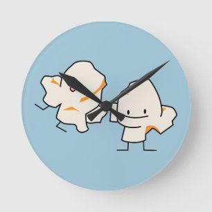 Horloge Ronde Noyaux heureux de maïs éclaté sautant le maïs