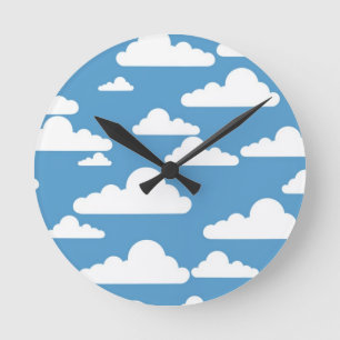 HORLOGE RONDE NUAGES BLANCS
