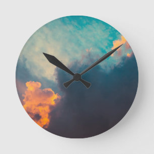Horloge Ronde Nuages illuminés et soleil levant