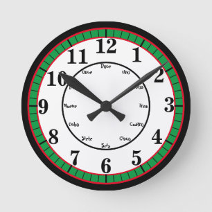 Horloge Ronde Numéros anglais espagnol