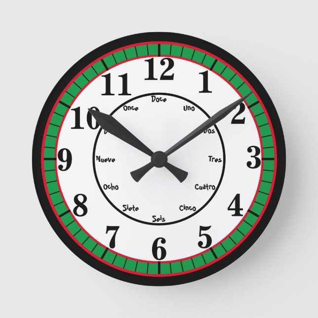 Horloge Ronde Numéros anglais espagnol (Recto)