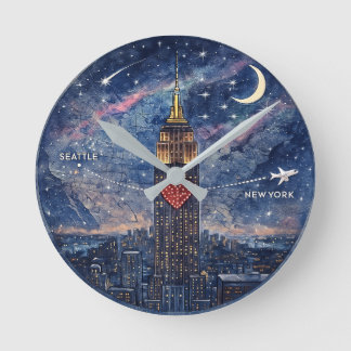 Horloge Ronde NYC to Seattle Wall Clock