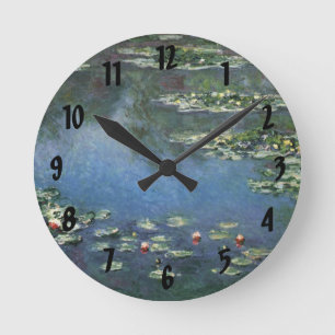 Horloge Ronde Nymphéas par Claude Monet, Fleurs Vintage