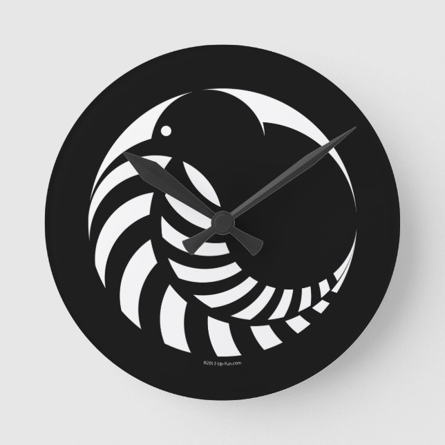 Horloge Ronde NZ Kiwi / Silver Fern Emblem (Recto)