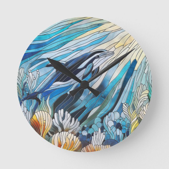Horloge Ronde Ocean Life - Art numérique Mosaic (Recto)