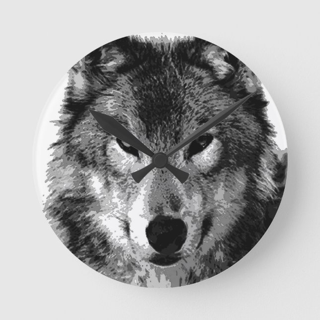Horloge Ronde Oeil de loup noir et blanc (Recto)