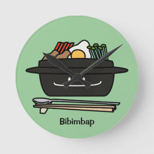 Horloge Ronde Oeuf coréen de légumes de namul de bol de riz de