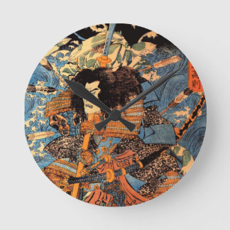 Horloge Ronde Oeuvre d'art de Samurai Japon 